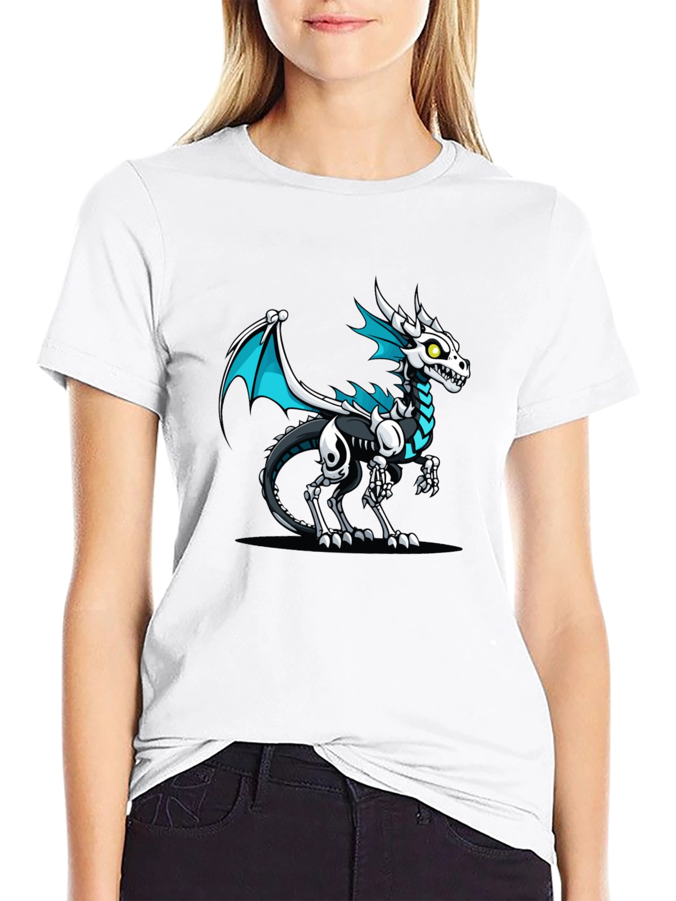 Dragon Skeleton Graphic Tee - Black