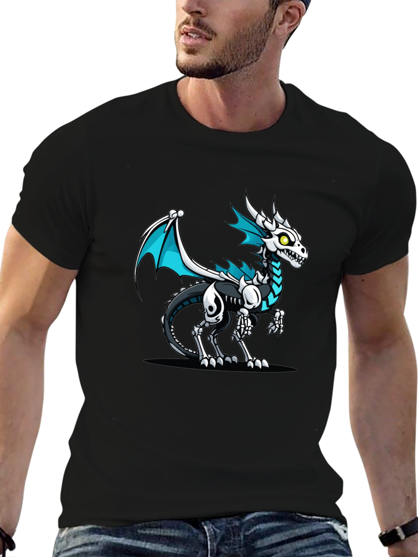 Dragon Skeleton Graphic Tee - Black