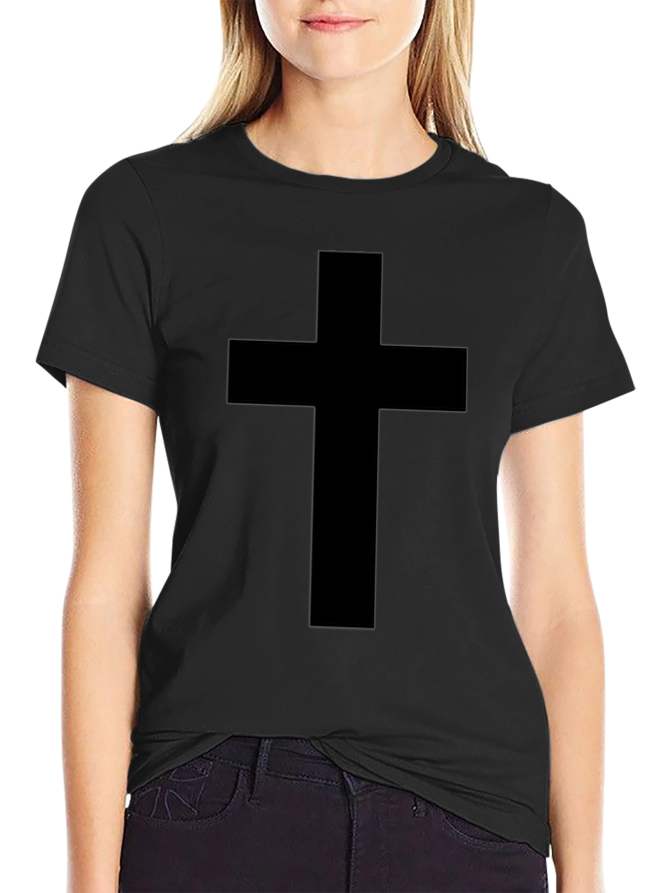 Black Cross Graphic Tee - Religious Apparel