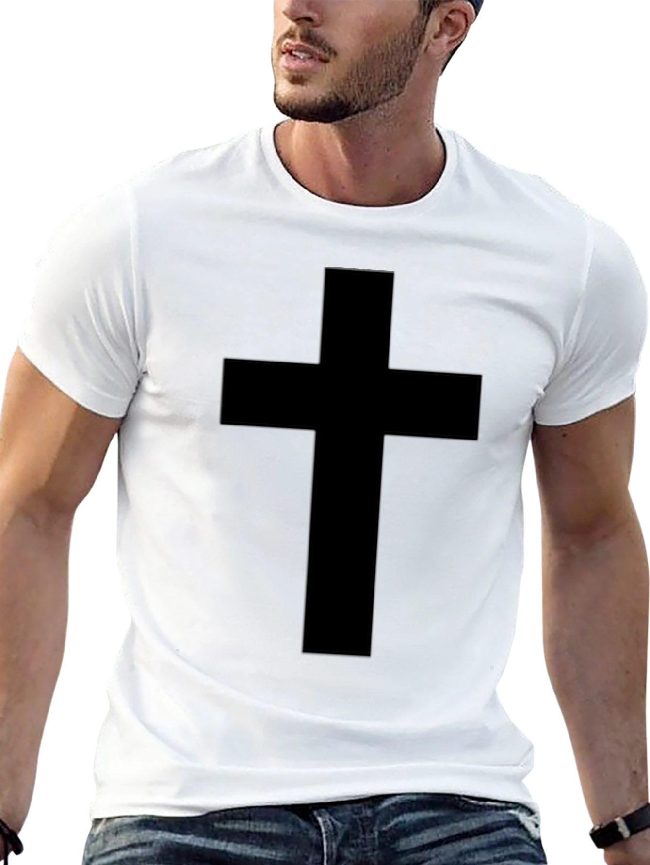 Black Cross Graphic Tee - Religious Apparel