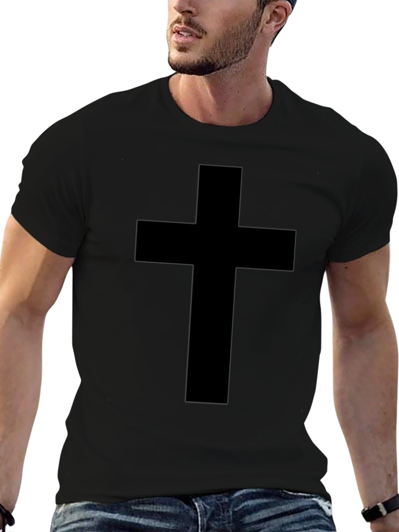 Black Cross Graphic Tee - Religious Apparel