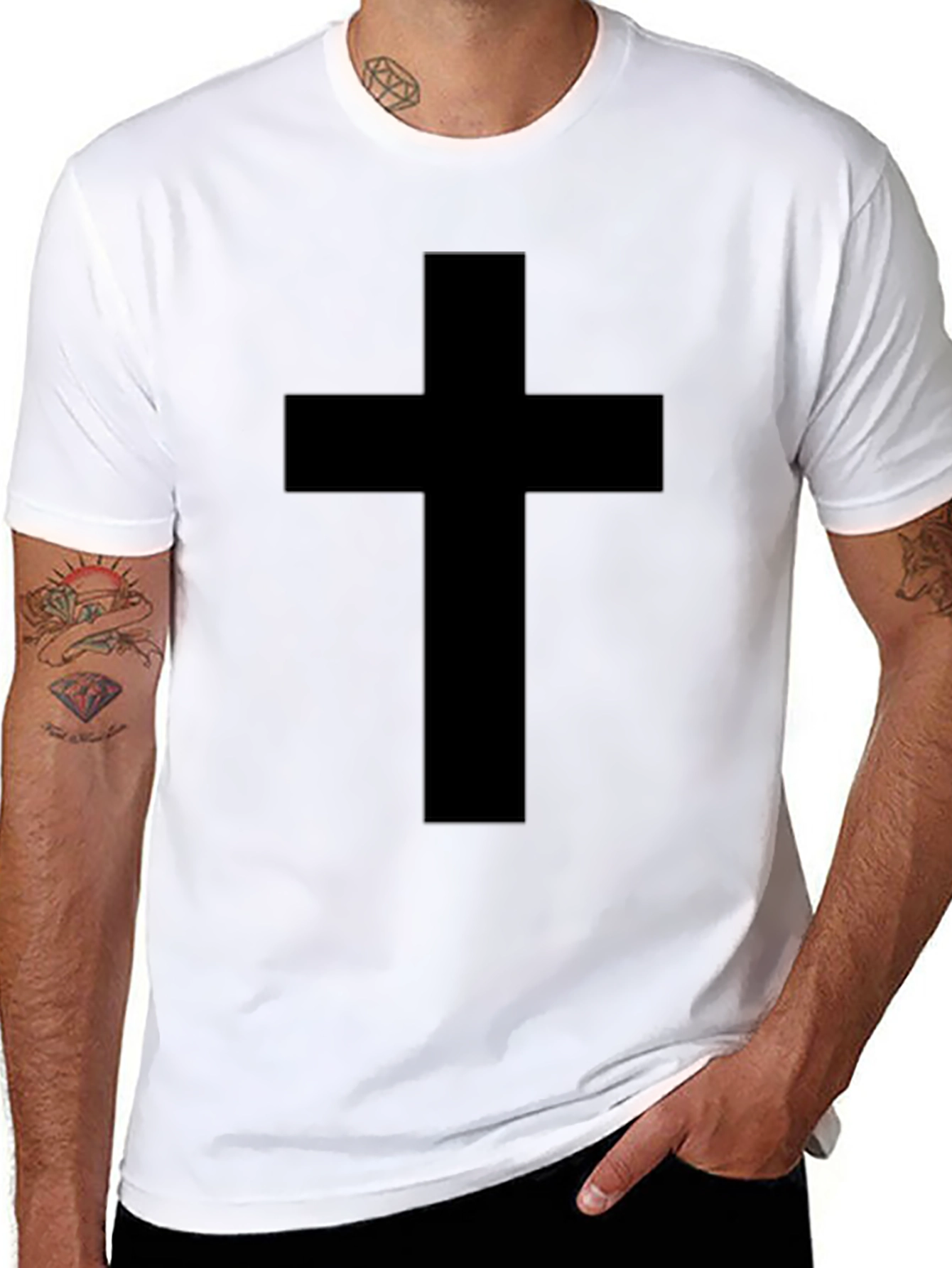 Black Cross Graphic Tee - Religious Apparel