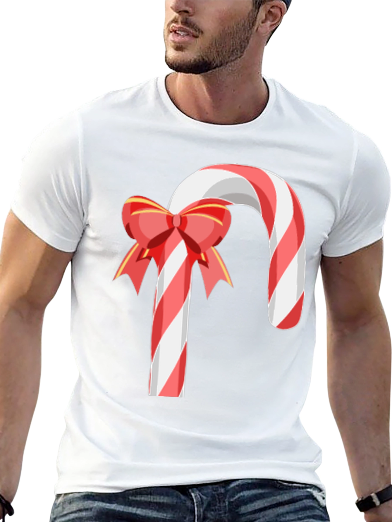 Festive Candy Cane Bow T-Shirt