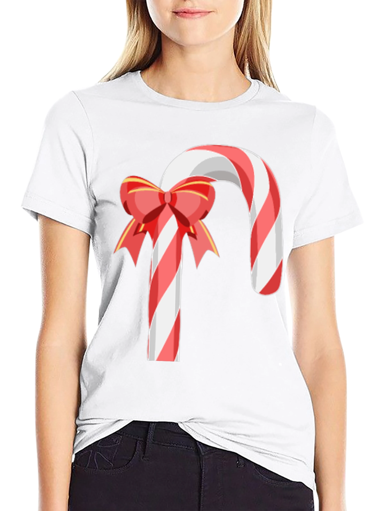 Festive Candy Cane Bow T-Shirt