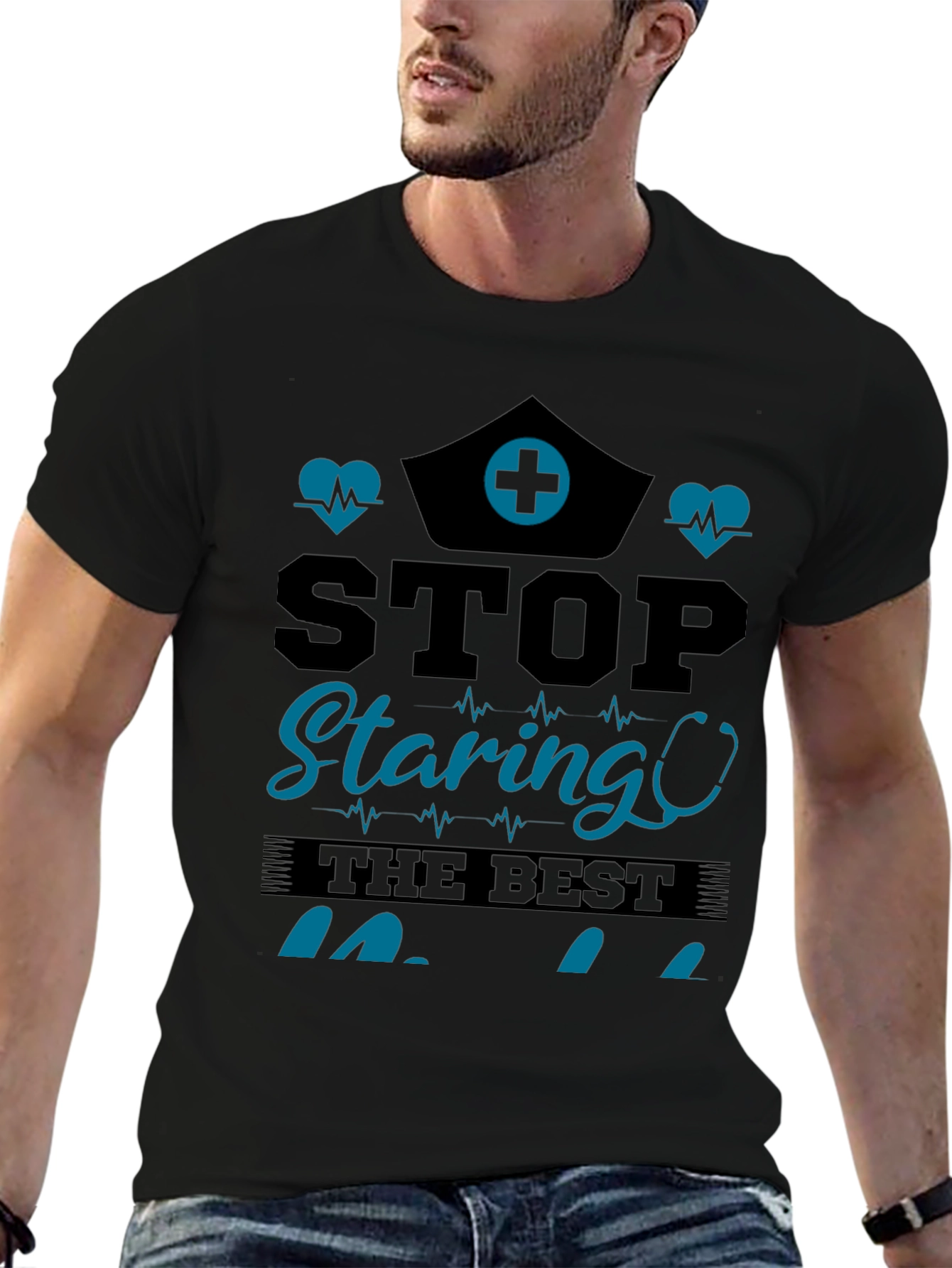 Stop Staring Nurse T-Shirt - Black