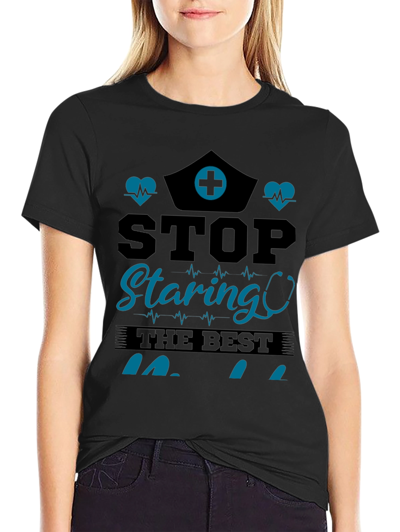 Stop Staring Nurse T-Shirt - Black