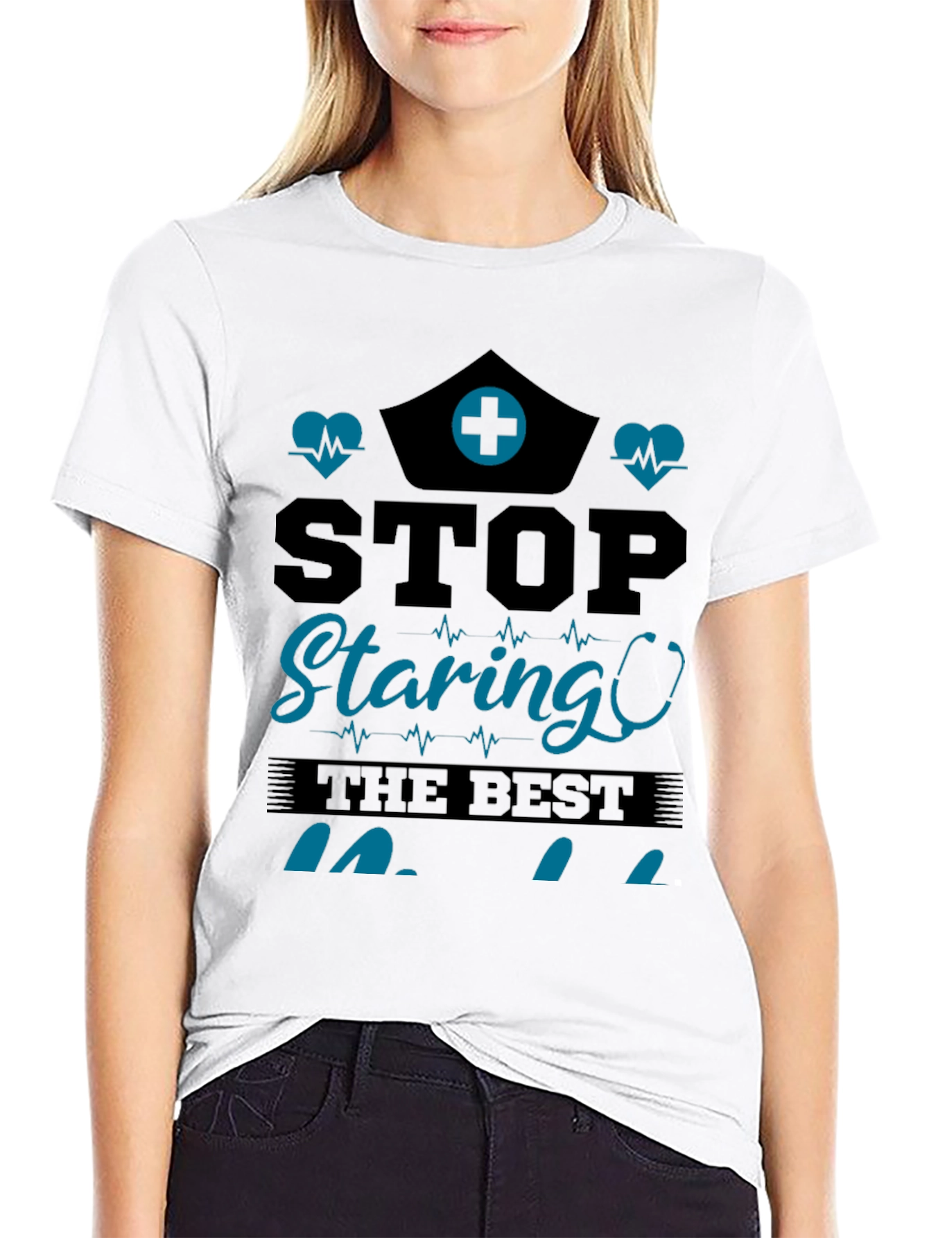 Stop Staring Nurse T-Shirt - Black
