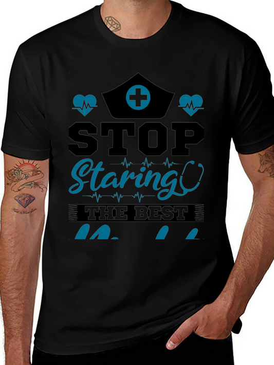 Stop Staring Nurse T-Shirt - Black