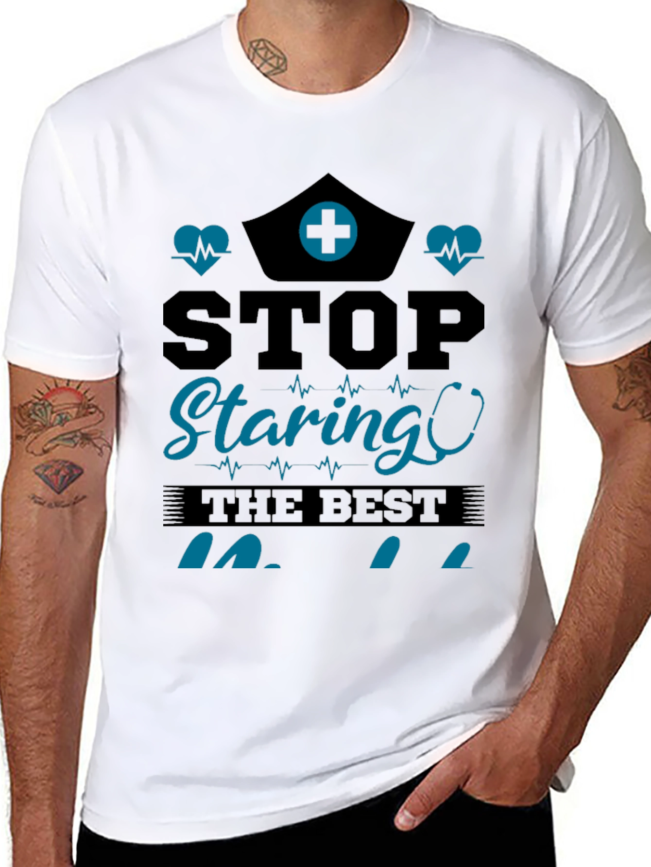 Stop Staring Nurse T-Shirt - Black