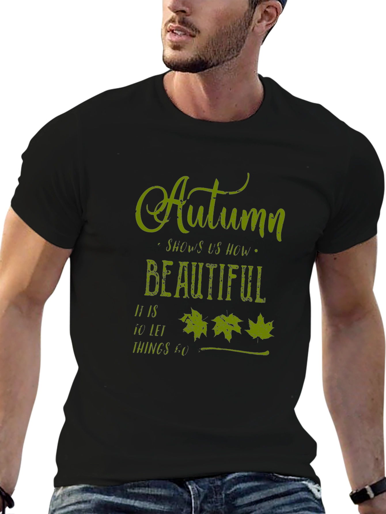 Autumn Leaves Graphic Tee - Soft Black T-Shirt