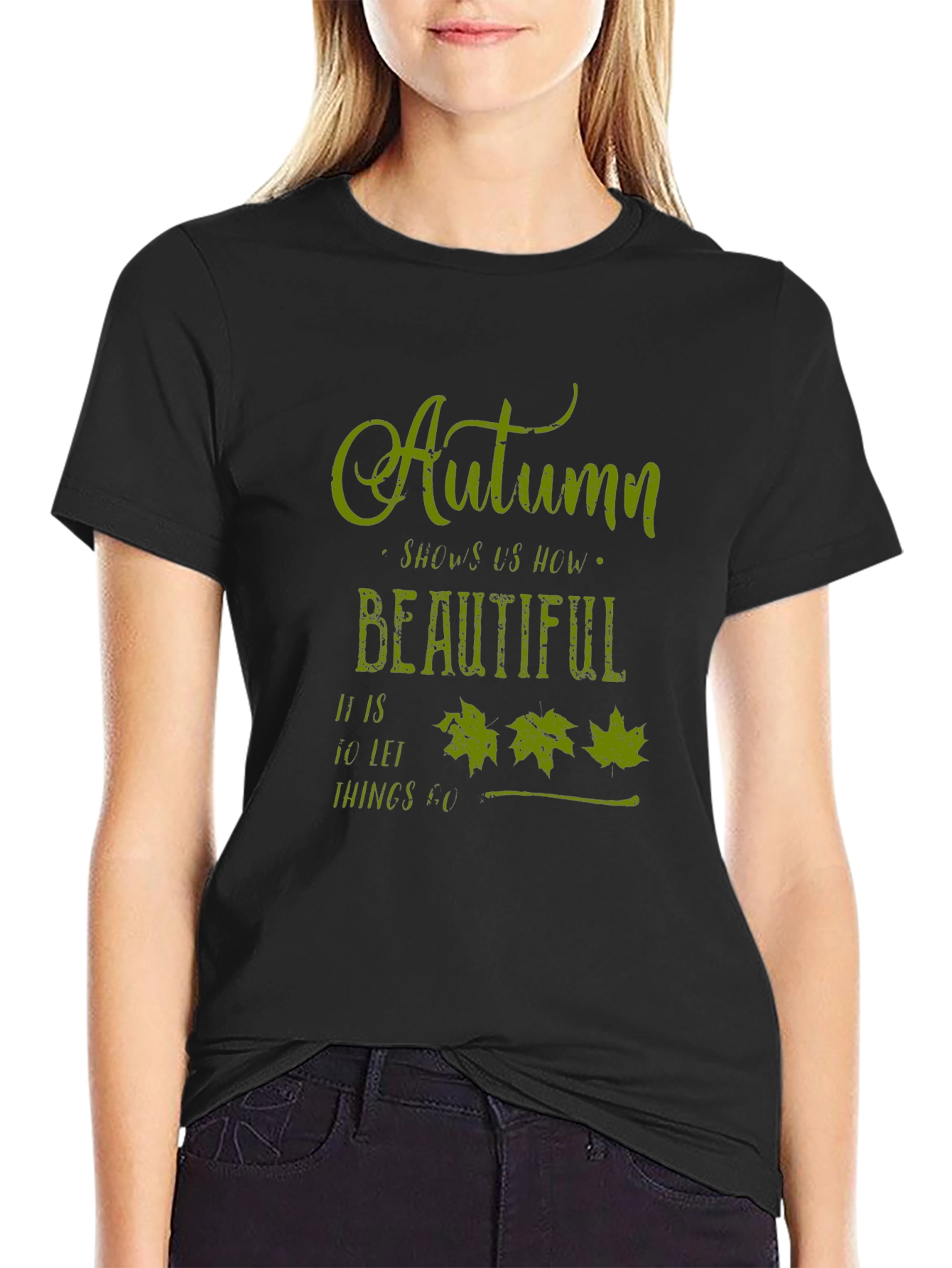 Autumn Leaves Graphic Tee - Soft Black T-Shirt