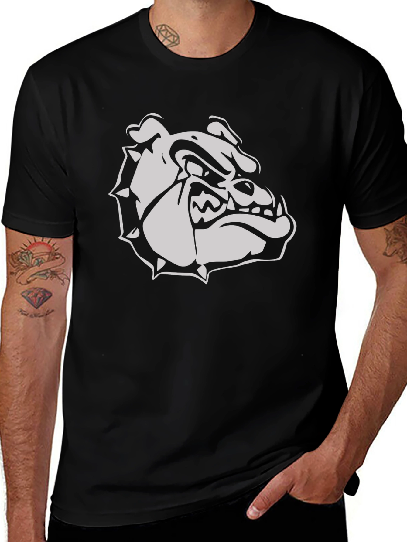 Bulldog Graphic Tee - Mens Casual Crew Neck Shirt