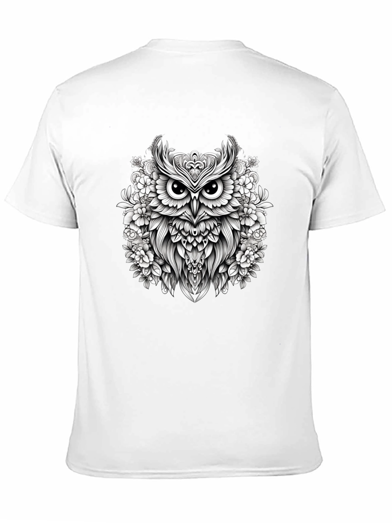 Floral Owl Graphic Black T-Shirt