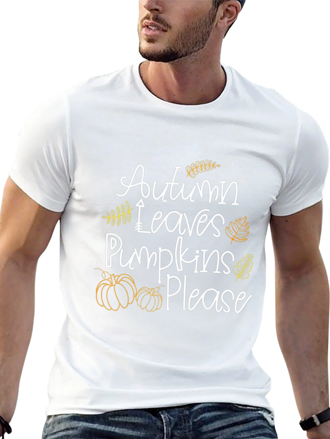 Autumn Leaves Pumpkins Please Graphic Tee