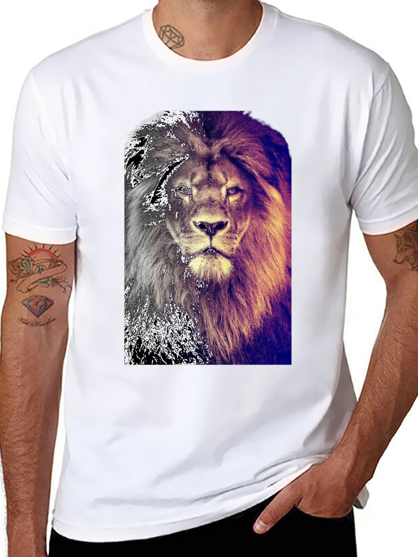 Lion Graphic Black T-Shirt for Men