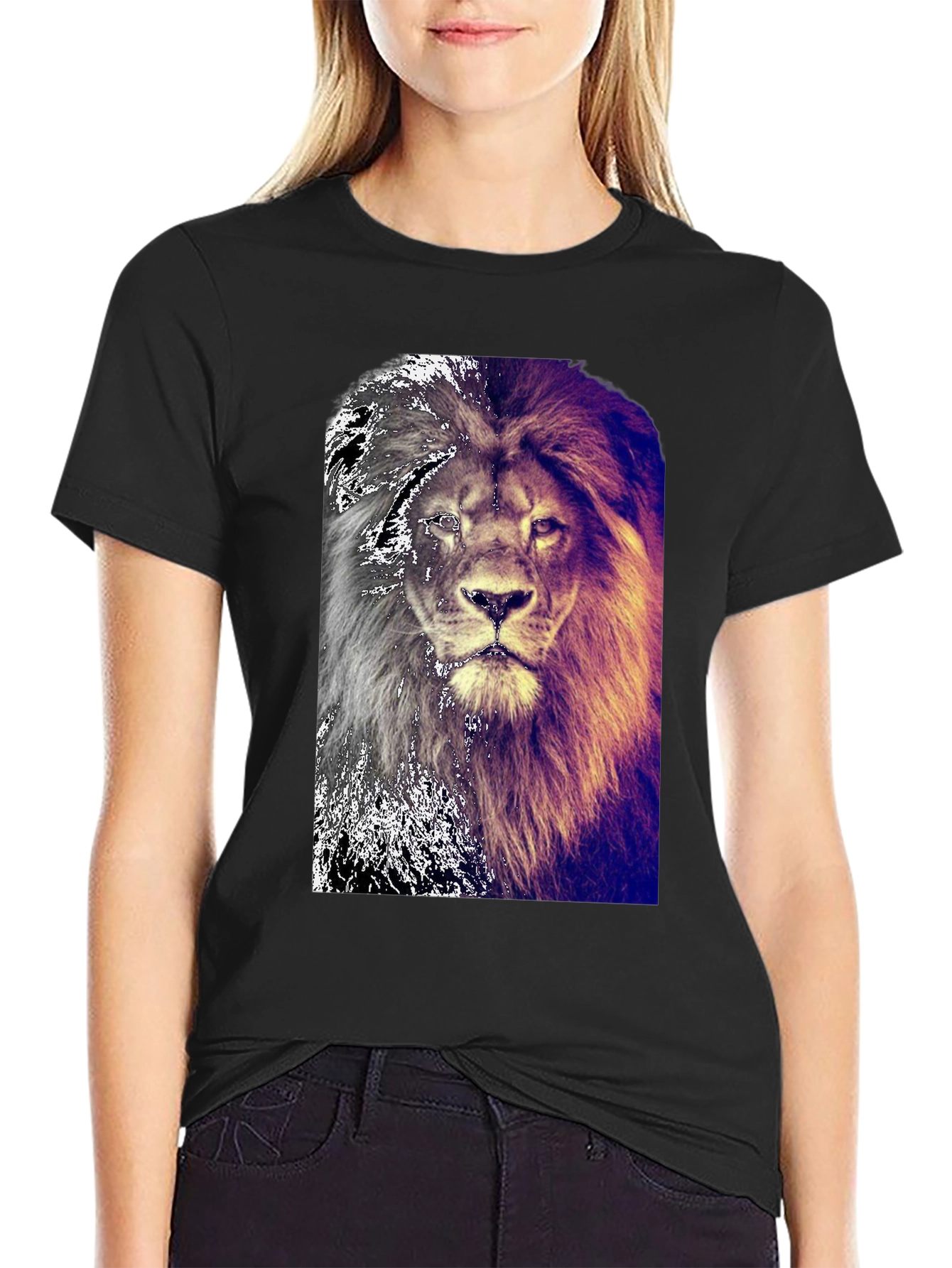 Lion Graphic Black T-Shirt for Men