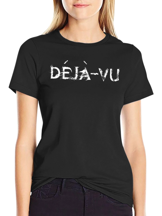 Deja Vu Graphic Tee - Trendy Black Cotton T-Shirt