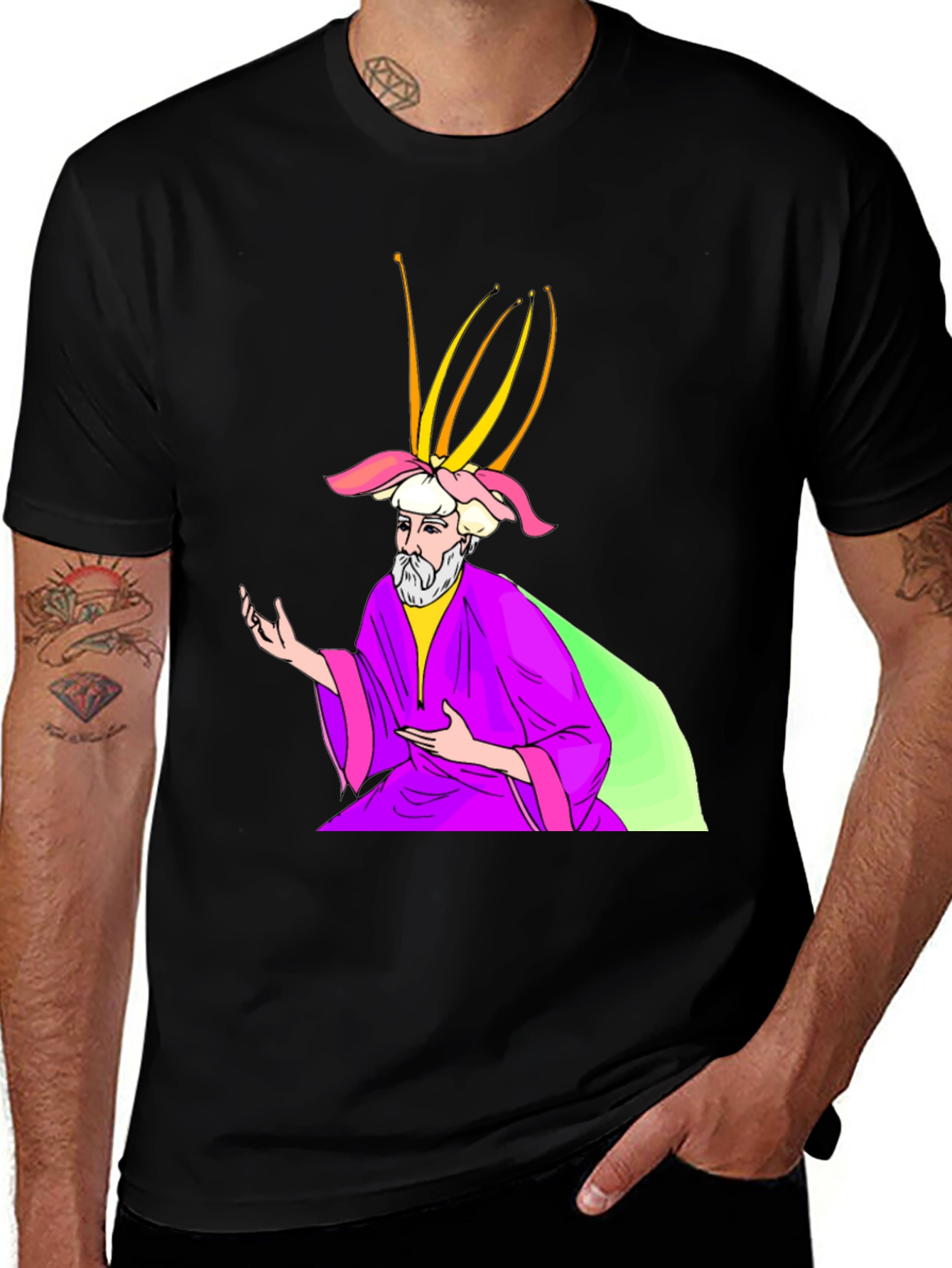Wizard Graphic Print Black T-Shirt