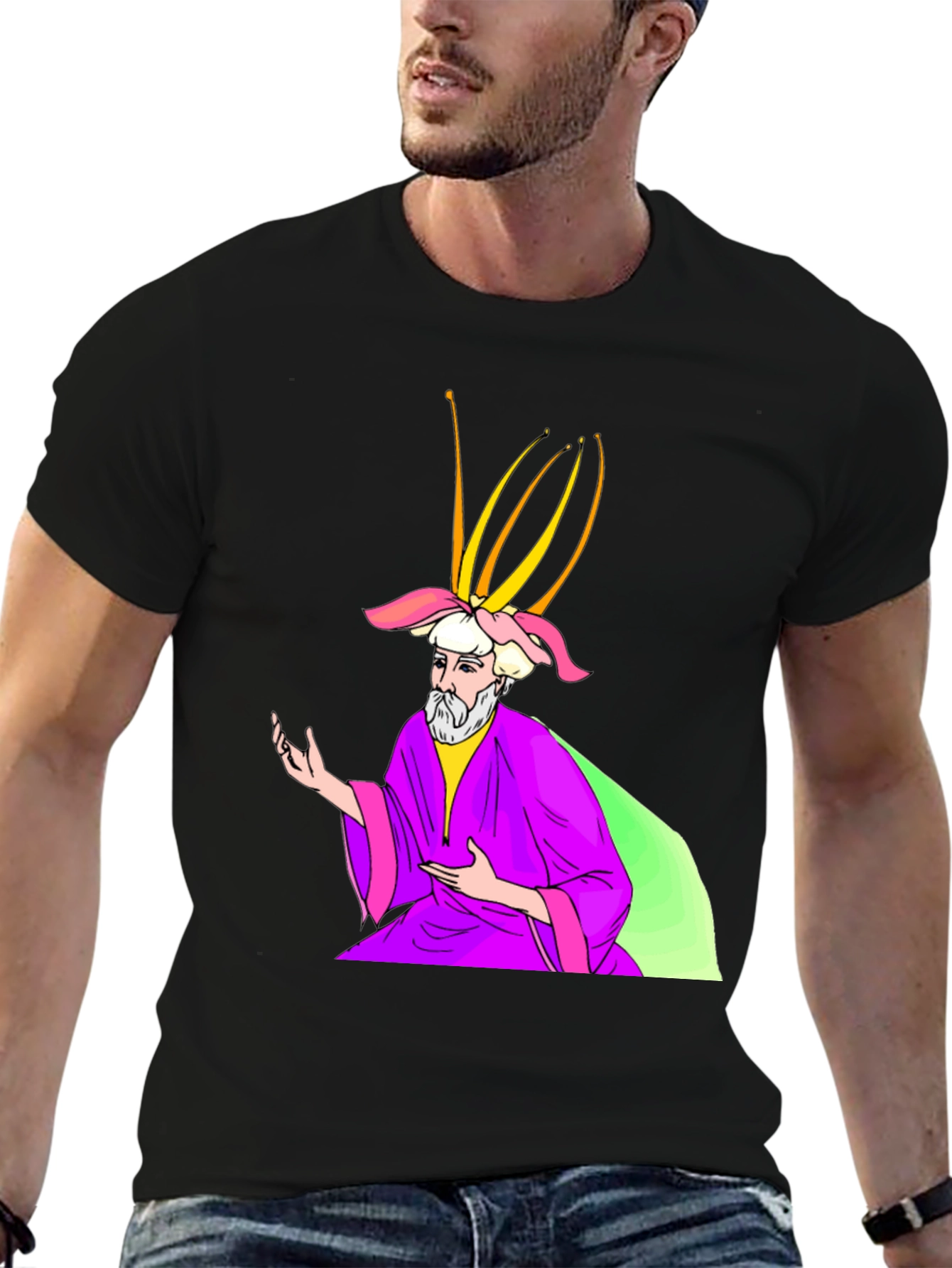 Wizard Graphic Print Black T-Shirt