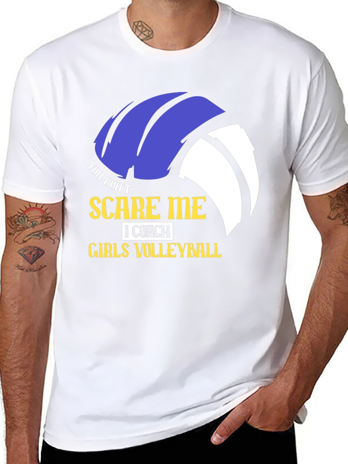 Girls Volleyball Coach T-Shirt - You Dont Scare Me!