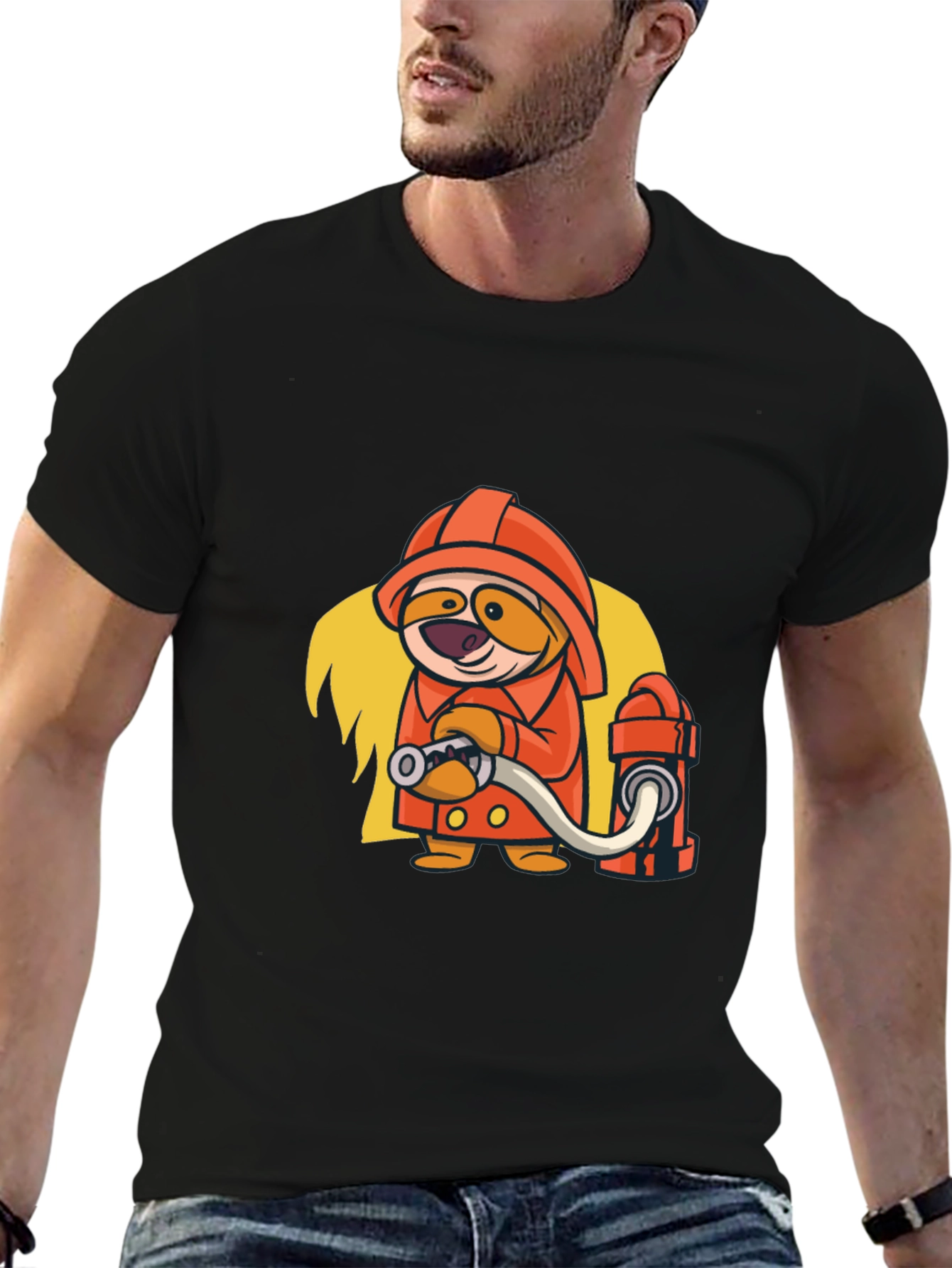 Cartoon Firefighter Graphic Tee