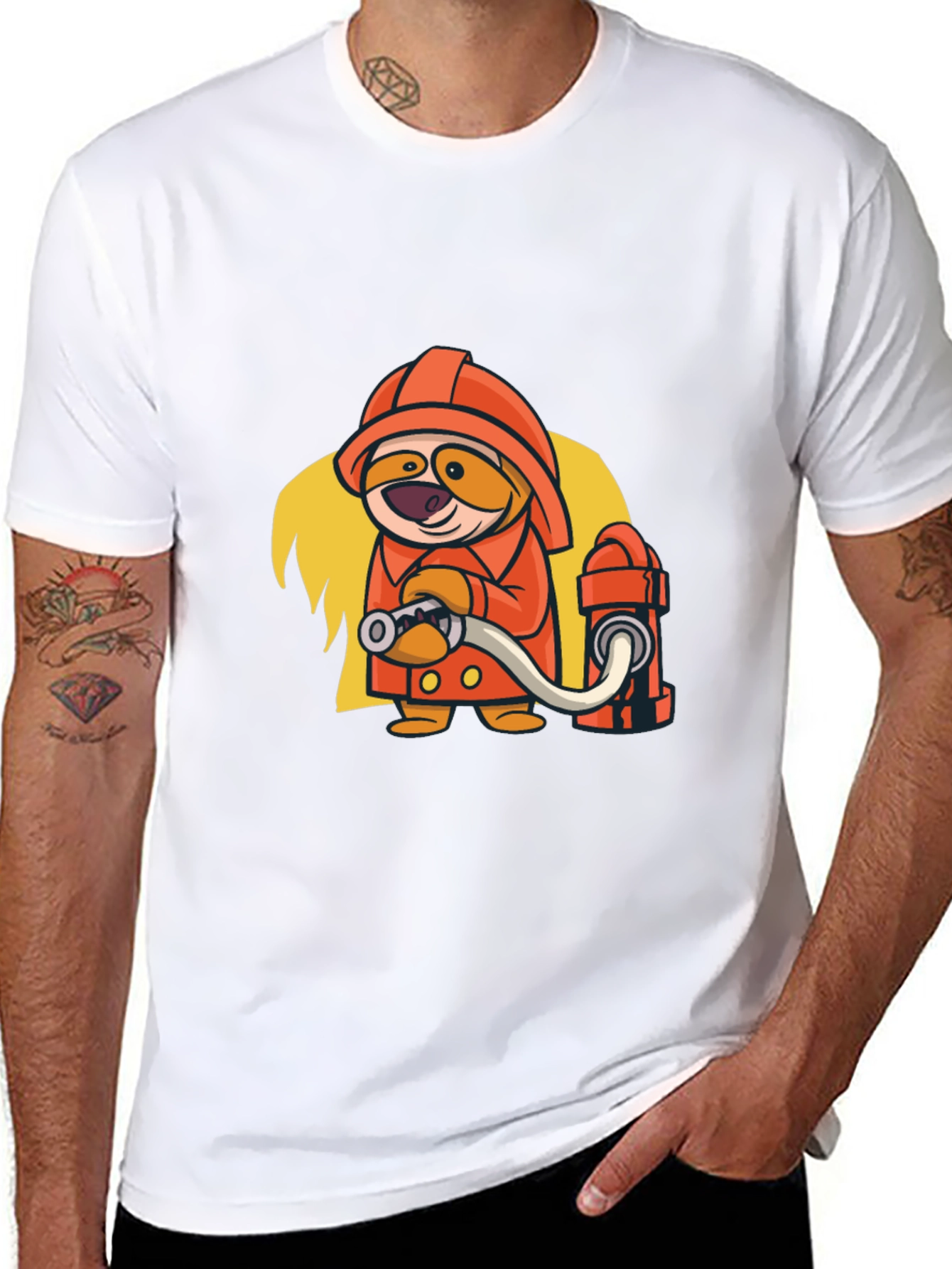 Cartoon Firefighter Graphic Tee