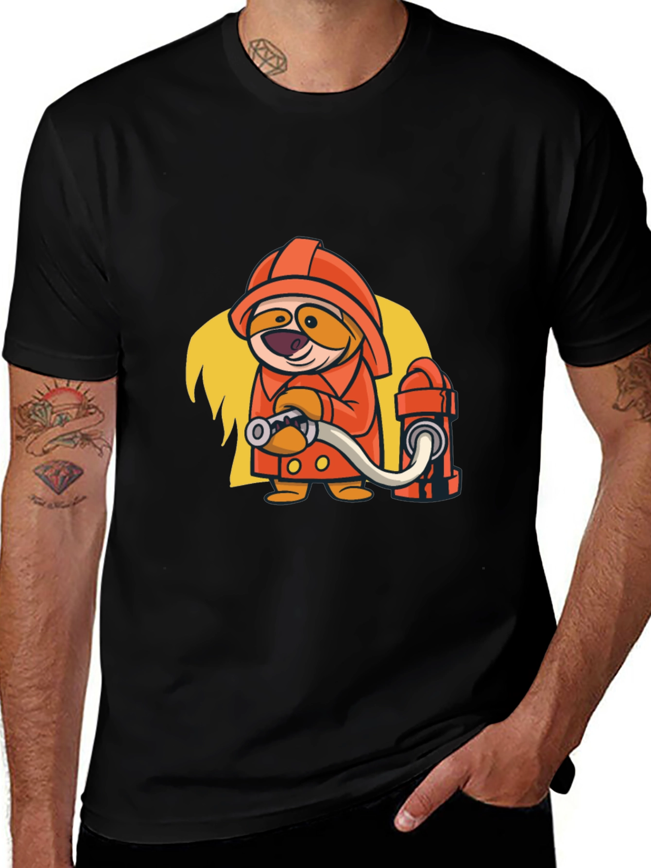 Cartoon Firefighter Graphic Tee