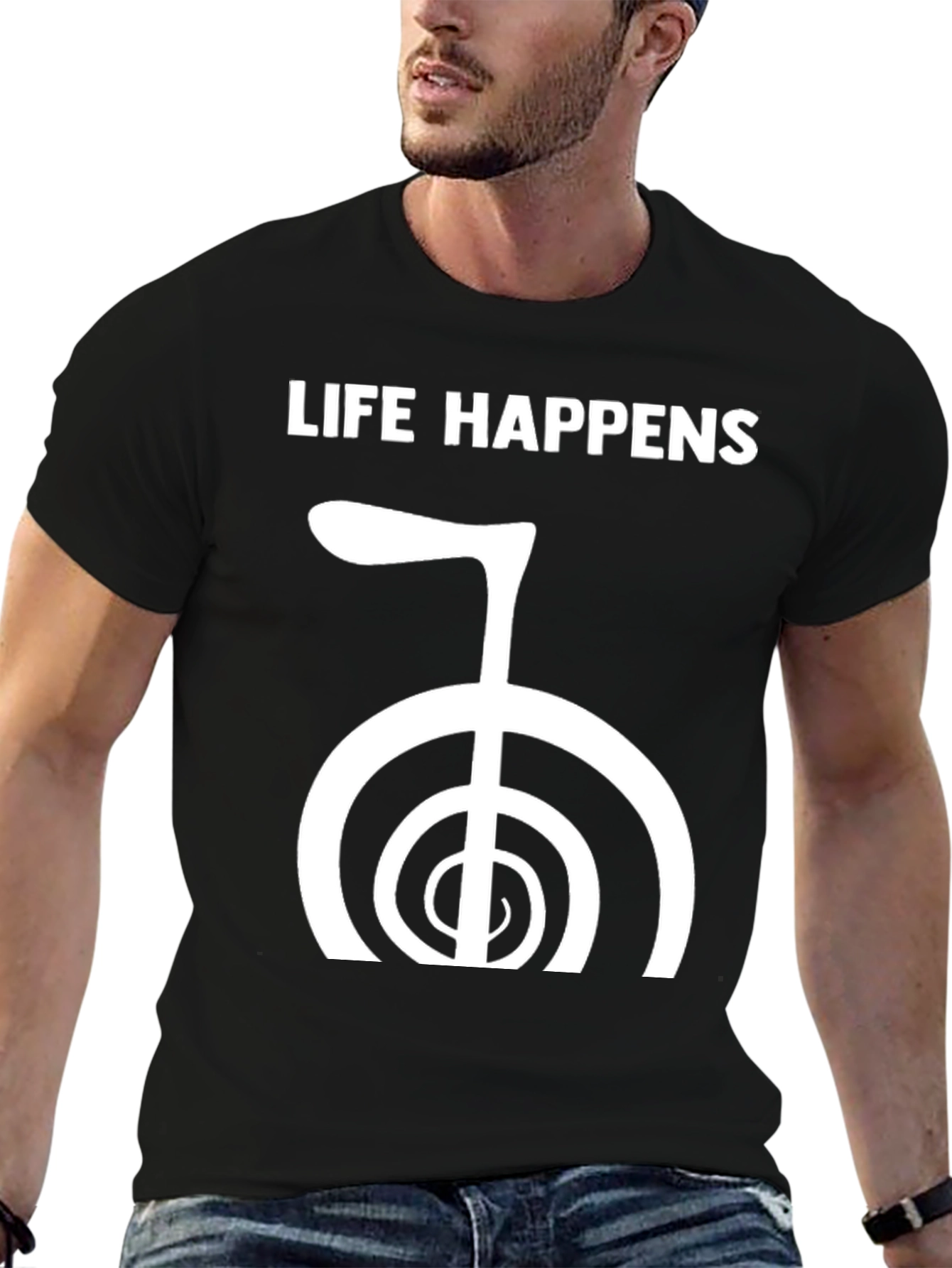Life Happens Reiki Symbol Black T-Shirt