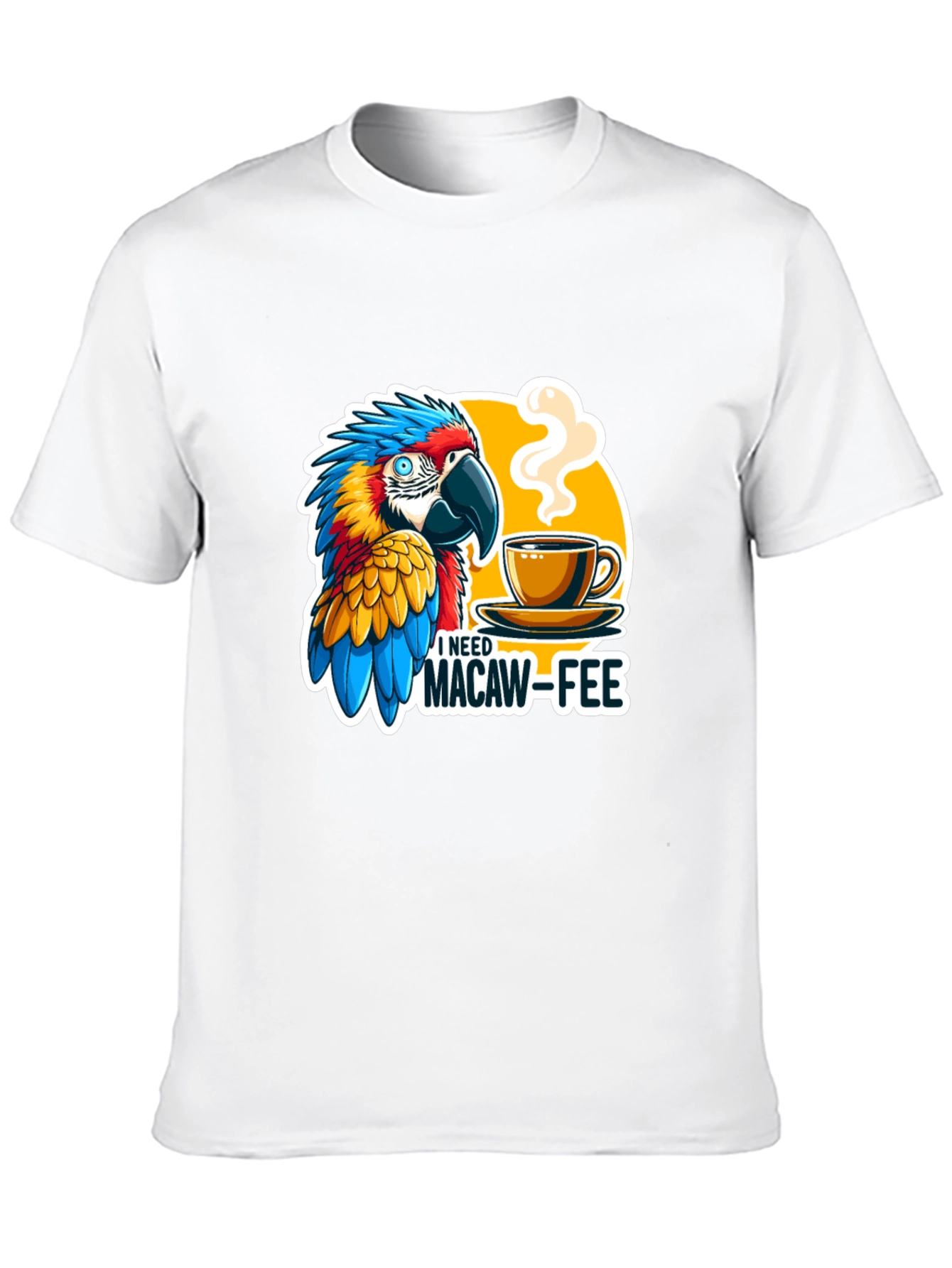 Macaw-Fee T-Shirt - Parrot & Coffee Graphic Tee
