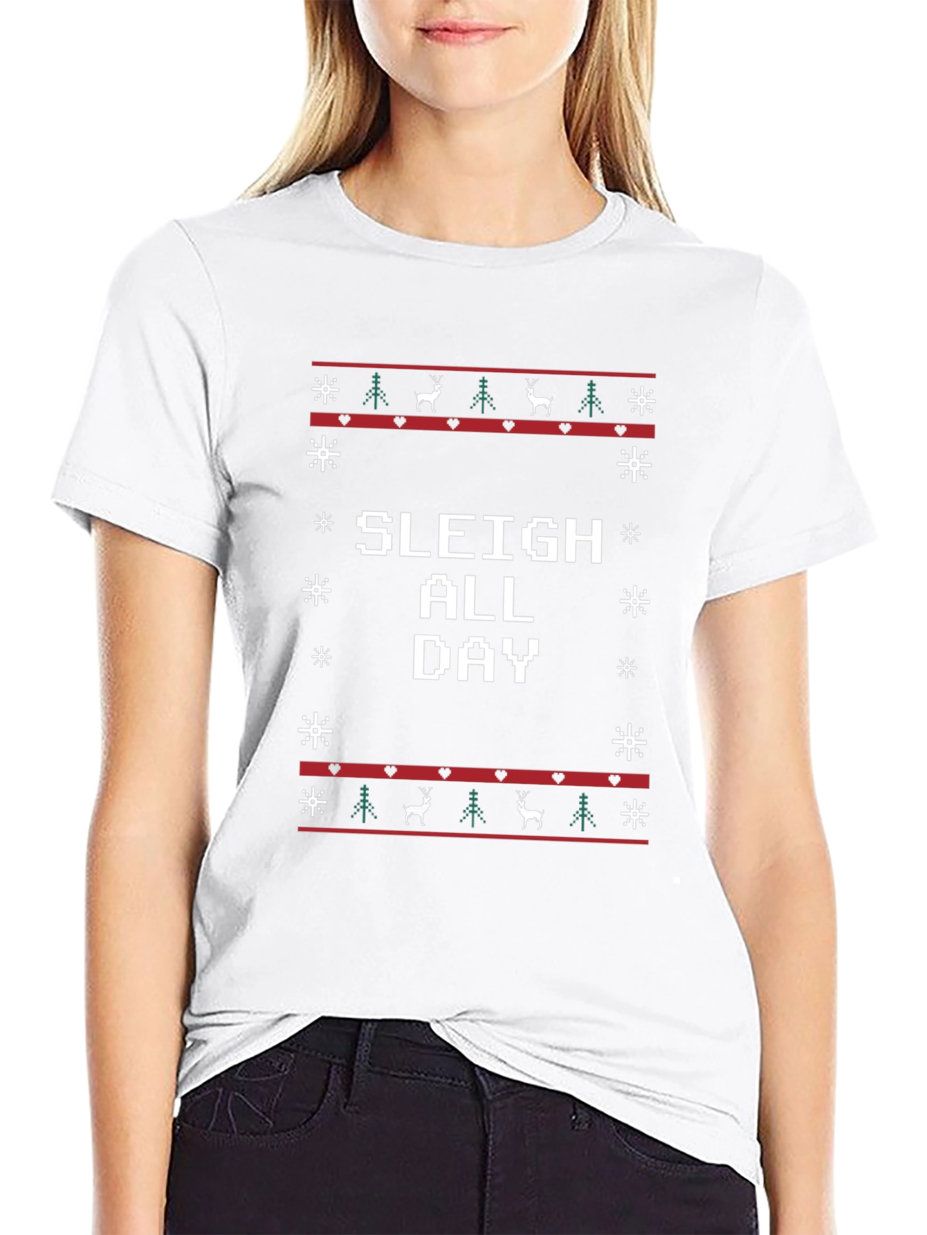 Sleigh All Day Christmas Holiday Graphic T-Shirt