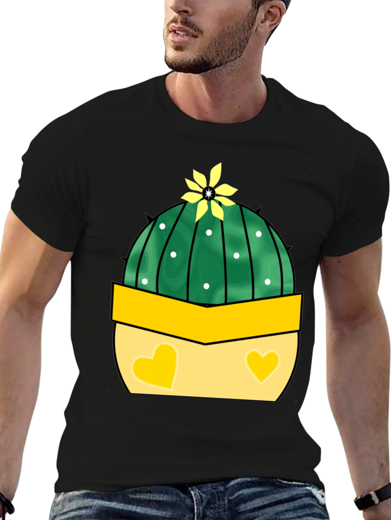 Cute Cactus Tee: Heart Pot Design