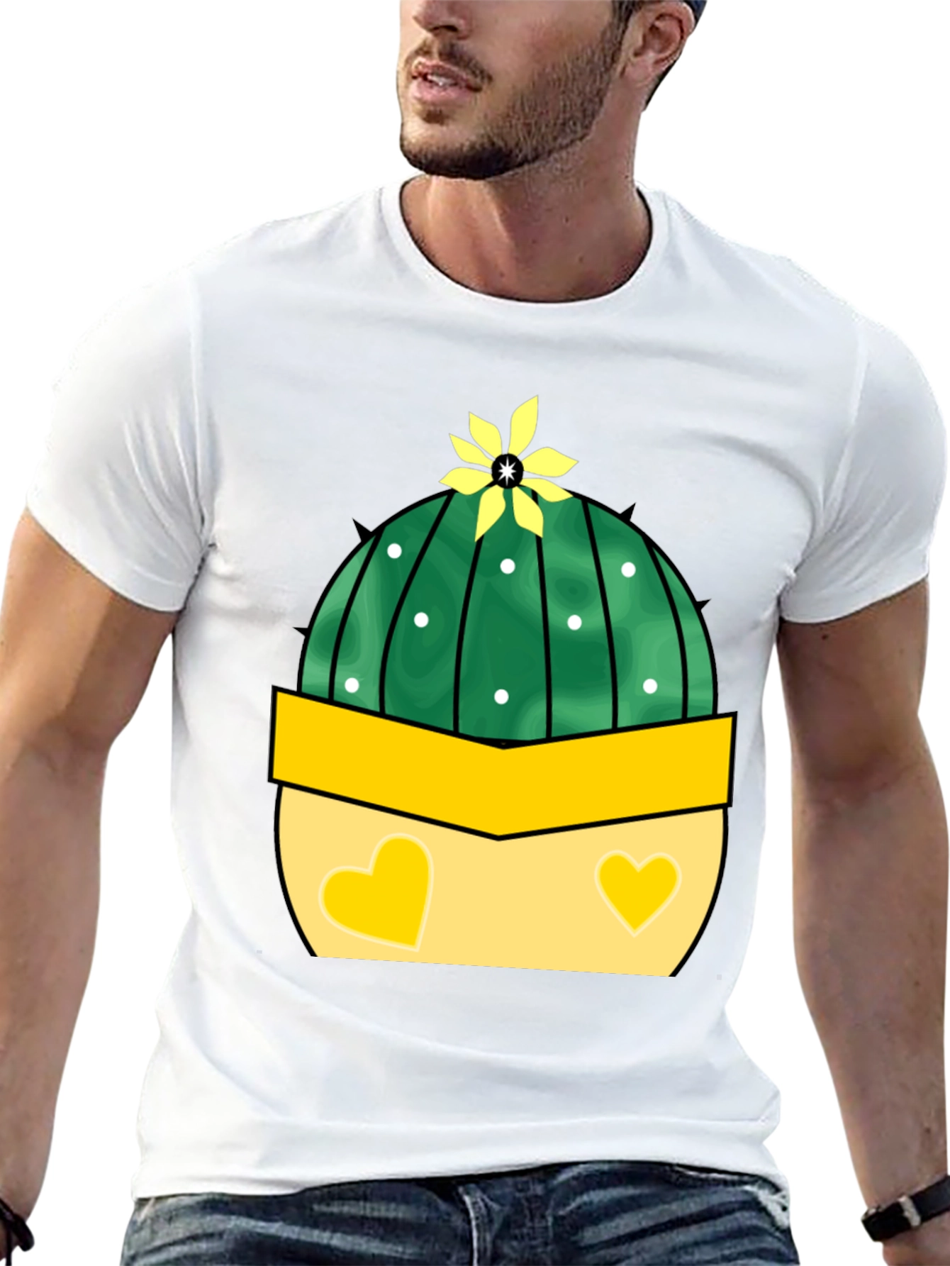 Cute Cactus Tee: Heart Pot Design