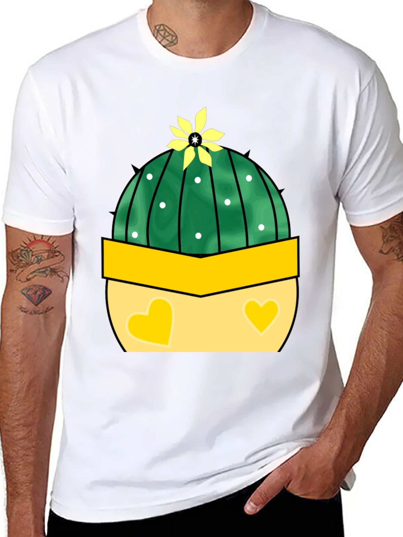 Cute Cactus Tee: Heart Pot Design