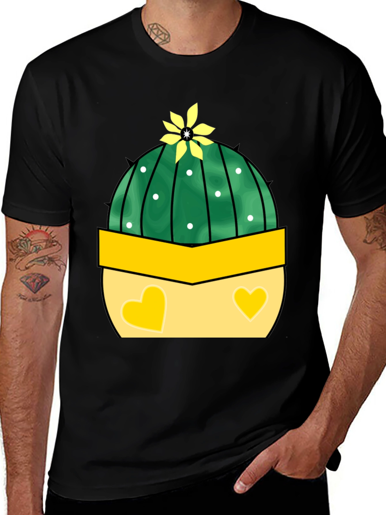 Cute Cactus Tee: Heart Pot Design
