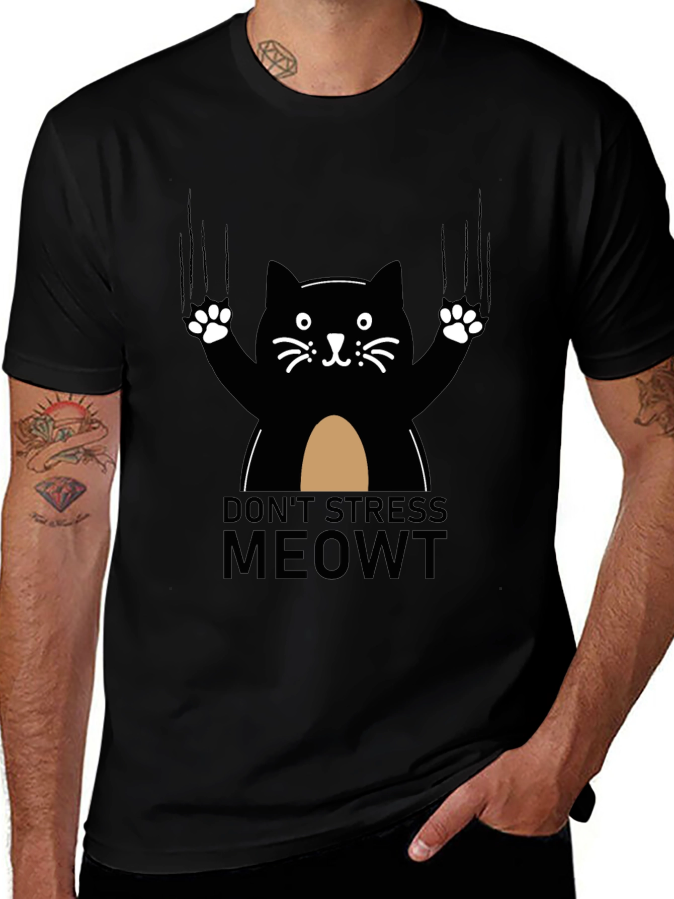 Dont Stress Meowt Black Cat T-Shirt