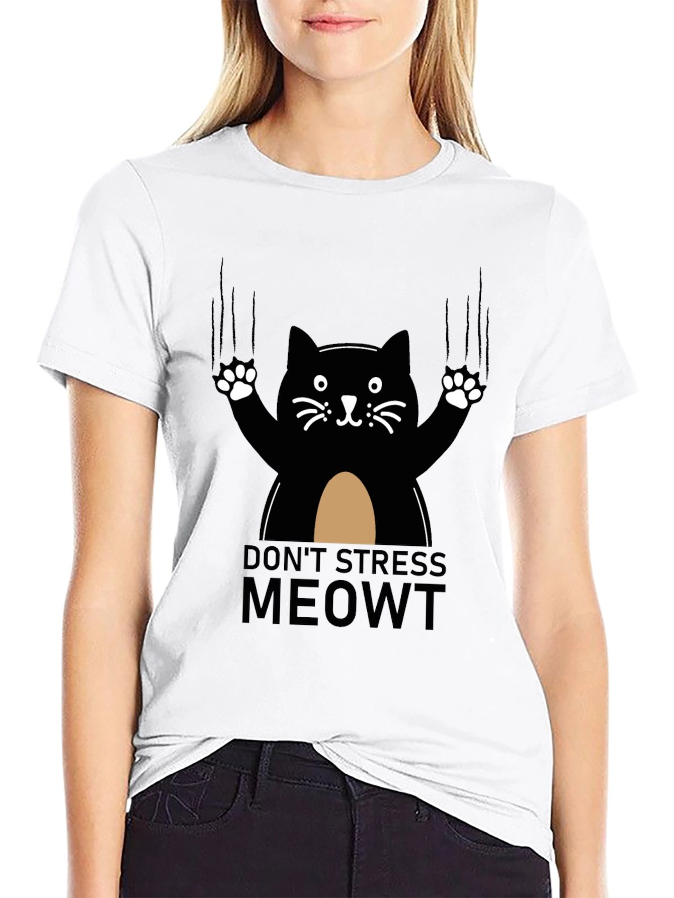 Dont Stress Meowt Black Cat T-Shirt