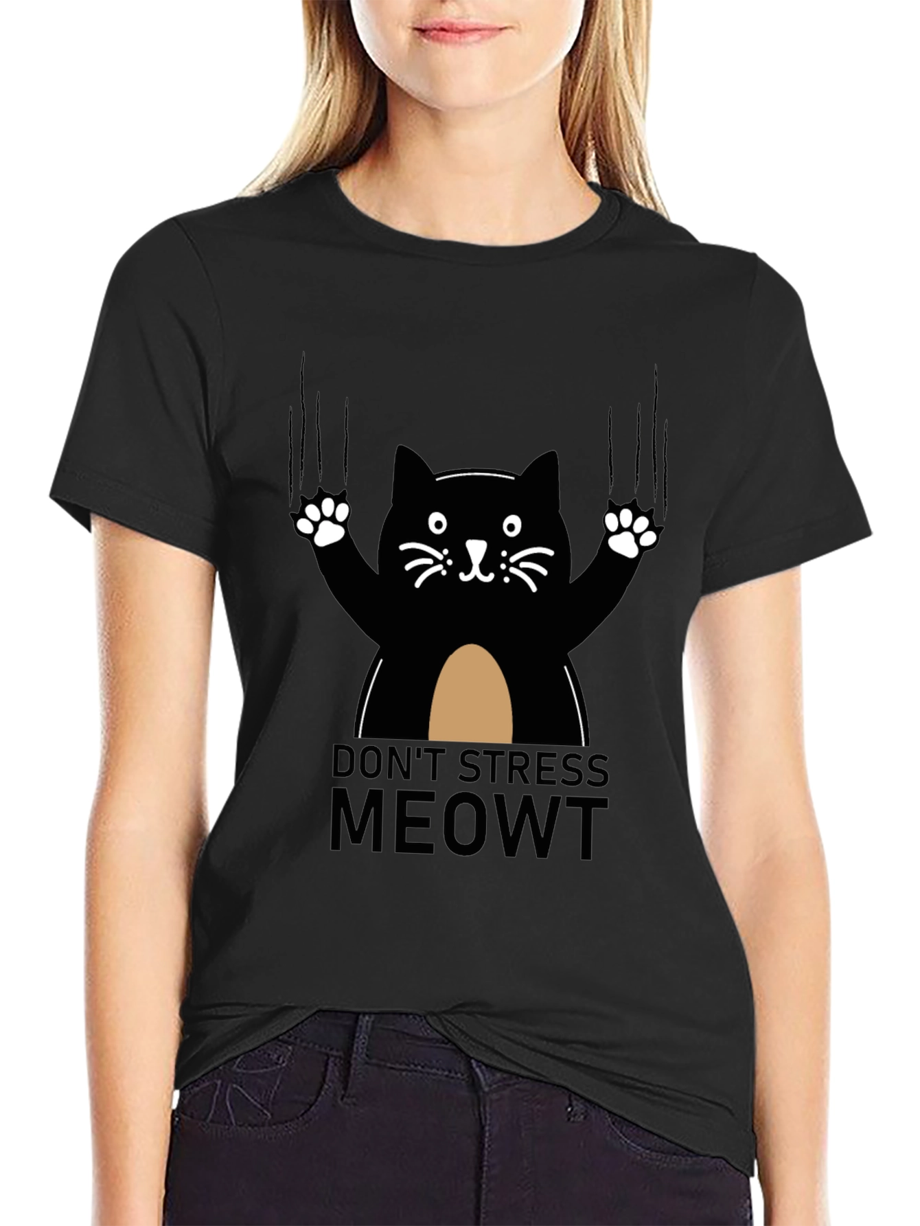 Dont Stress Meowt Black Cat T-Shirt