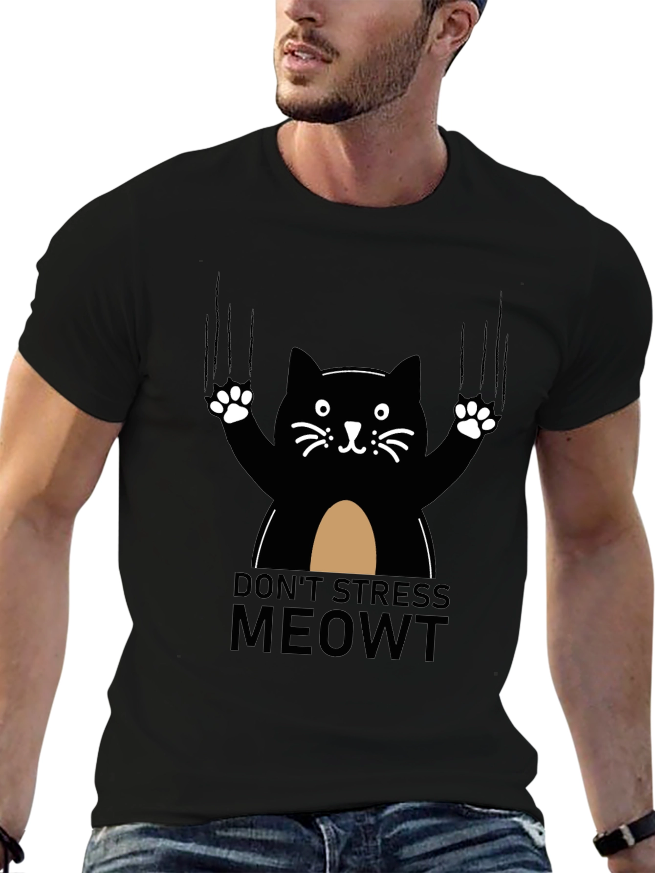 Dont Stress Meowt Black Cat T-Shirt