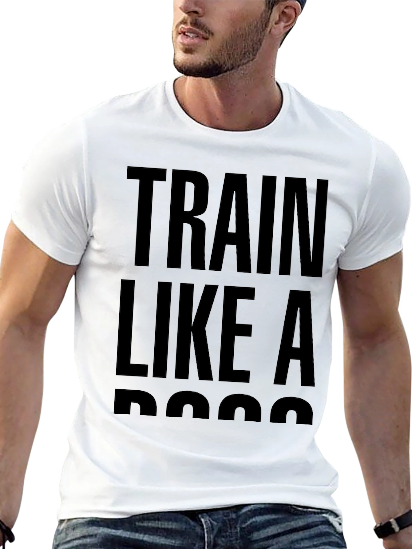 Train Like A Boss Graphic Tee - Black Cotton