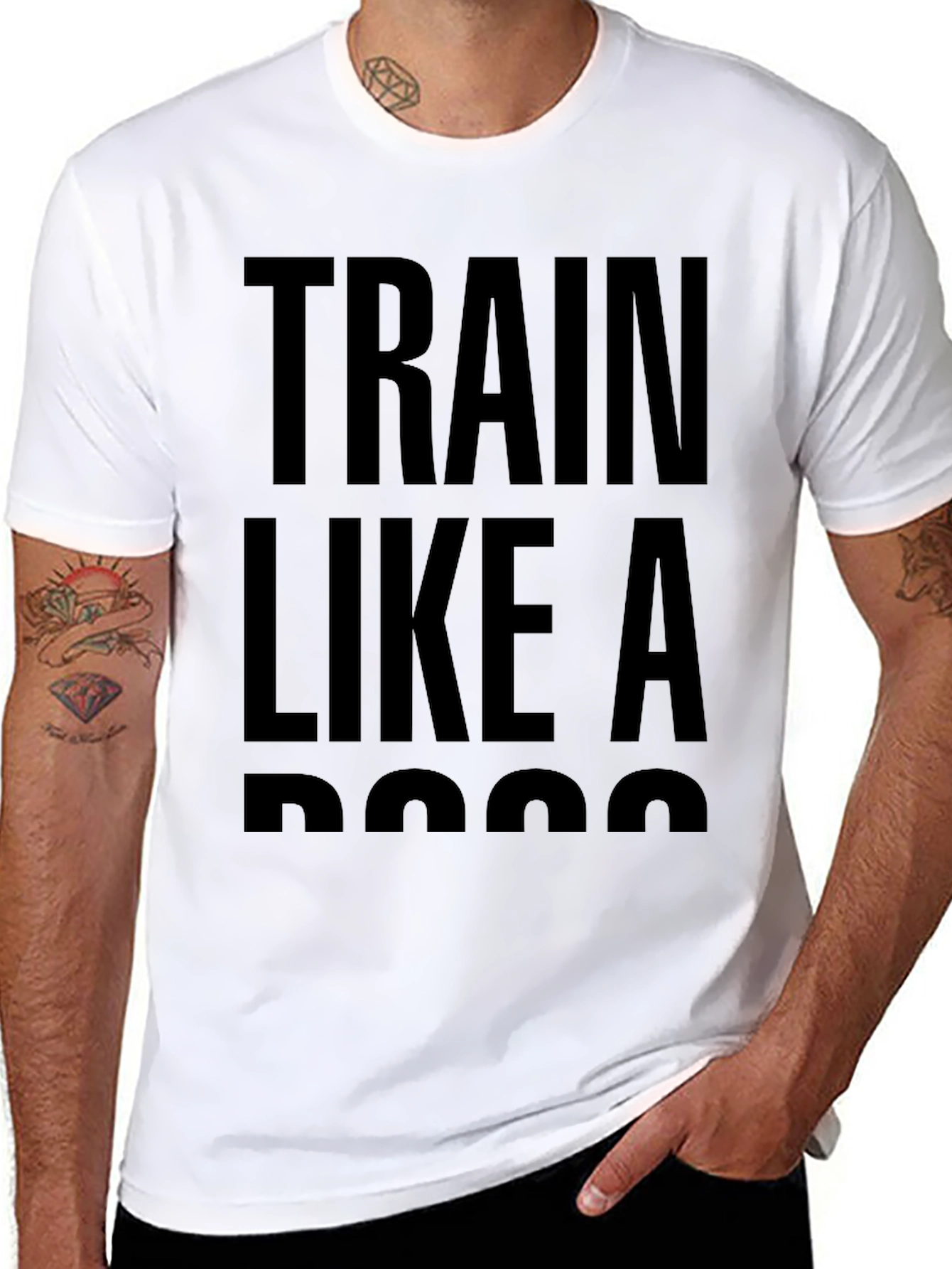 Train Like A Boss Graphic Tee - Black Cotton