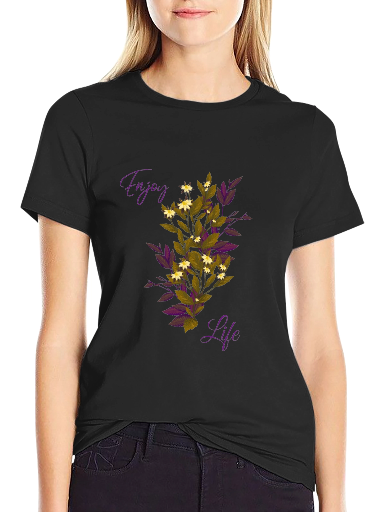 Enjoy Life Graphic Tee - Black Casual T-Shirt