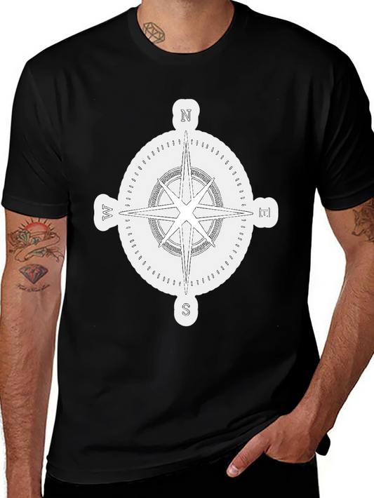 Compass Rose Graphic T-Shirt - Classic Navigation Design