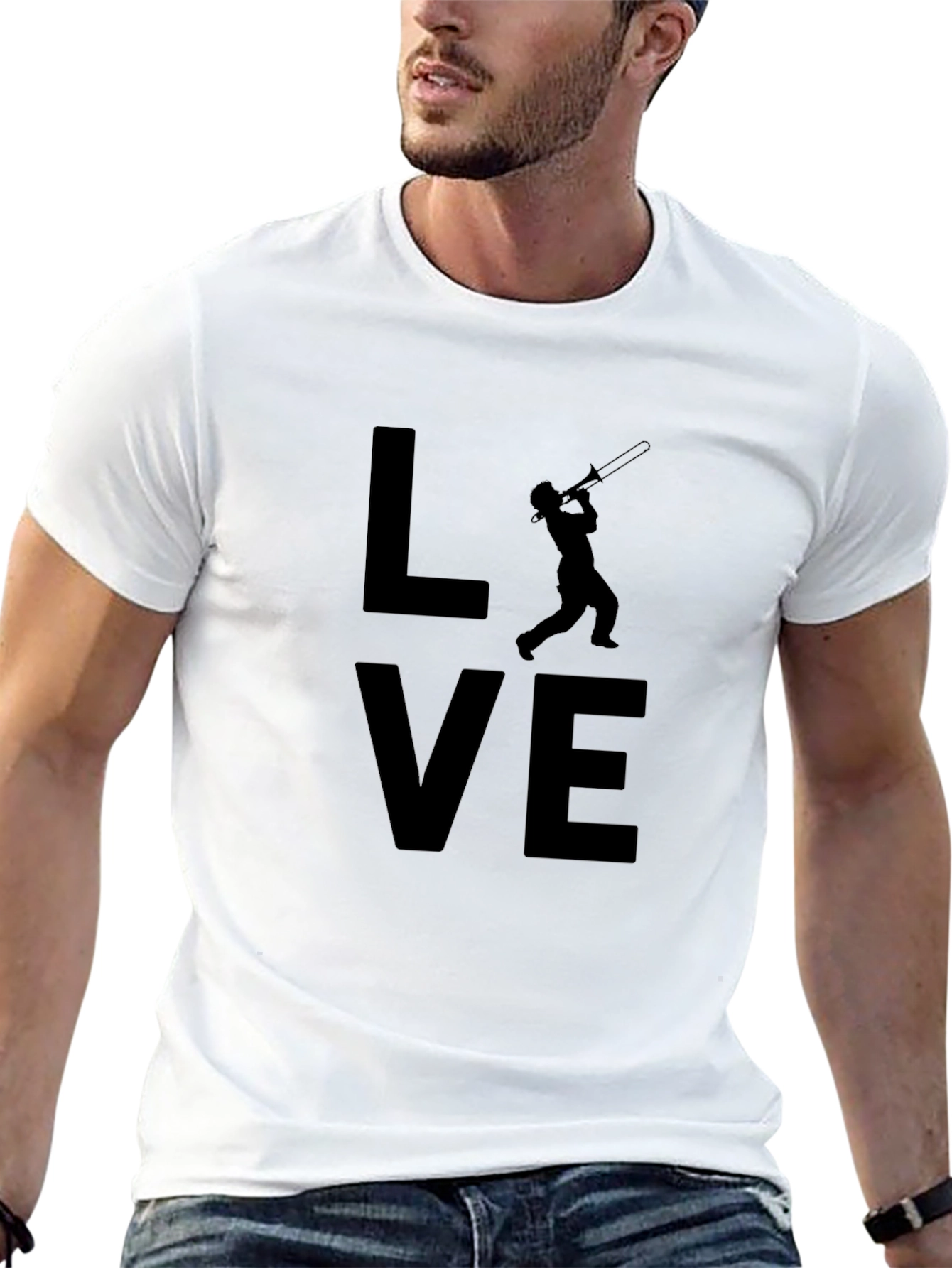 Love Trombone Black T-Shirt - Musician Gift