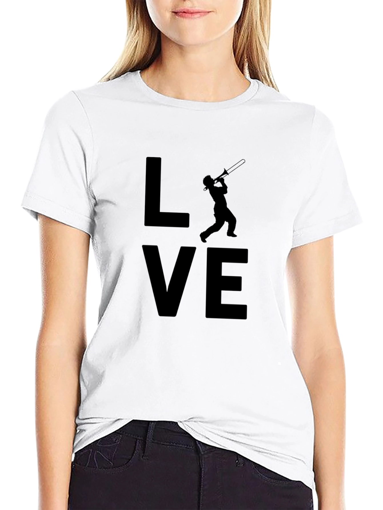 Love Trombone Black T-Shirt - Musician Gift