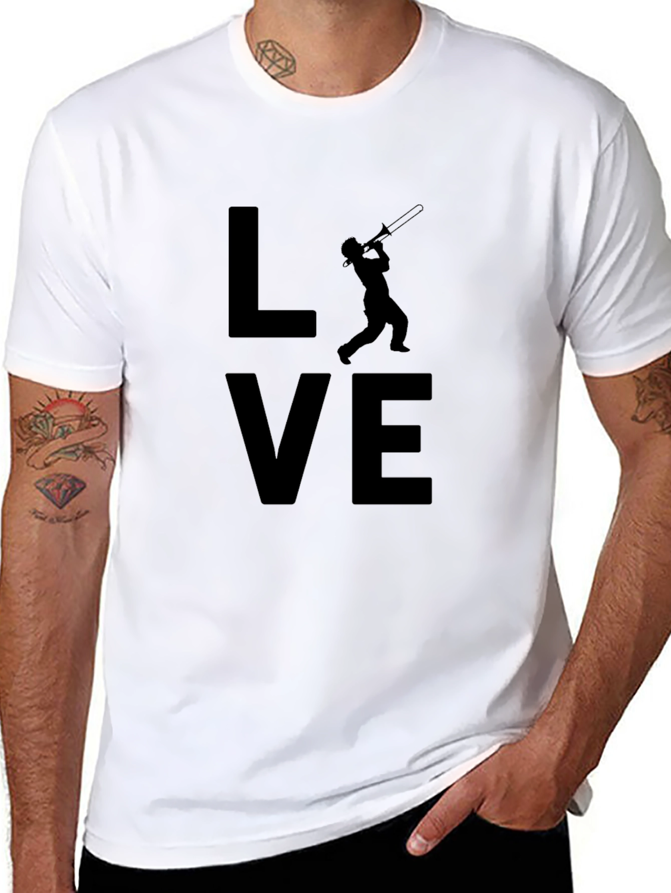 Love Trombone Black T-Shirt - Musician Gift
