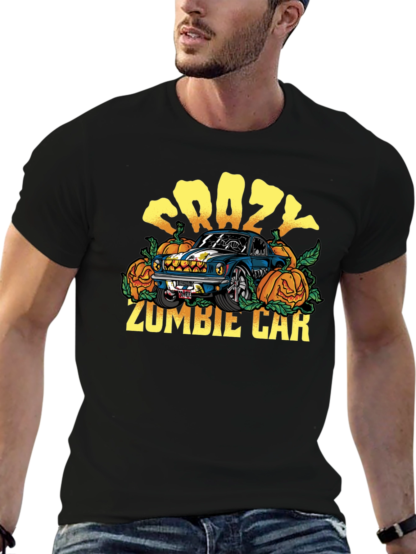 Crazy Zombie Car Halloween T-Shirt