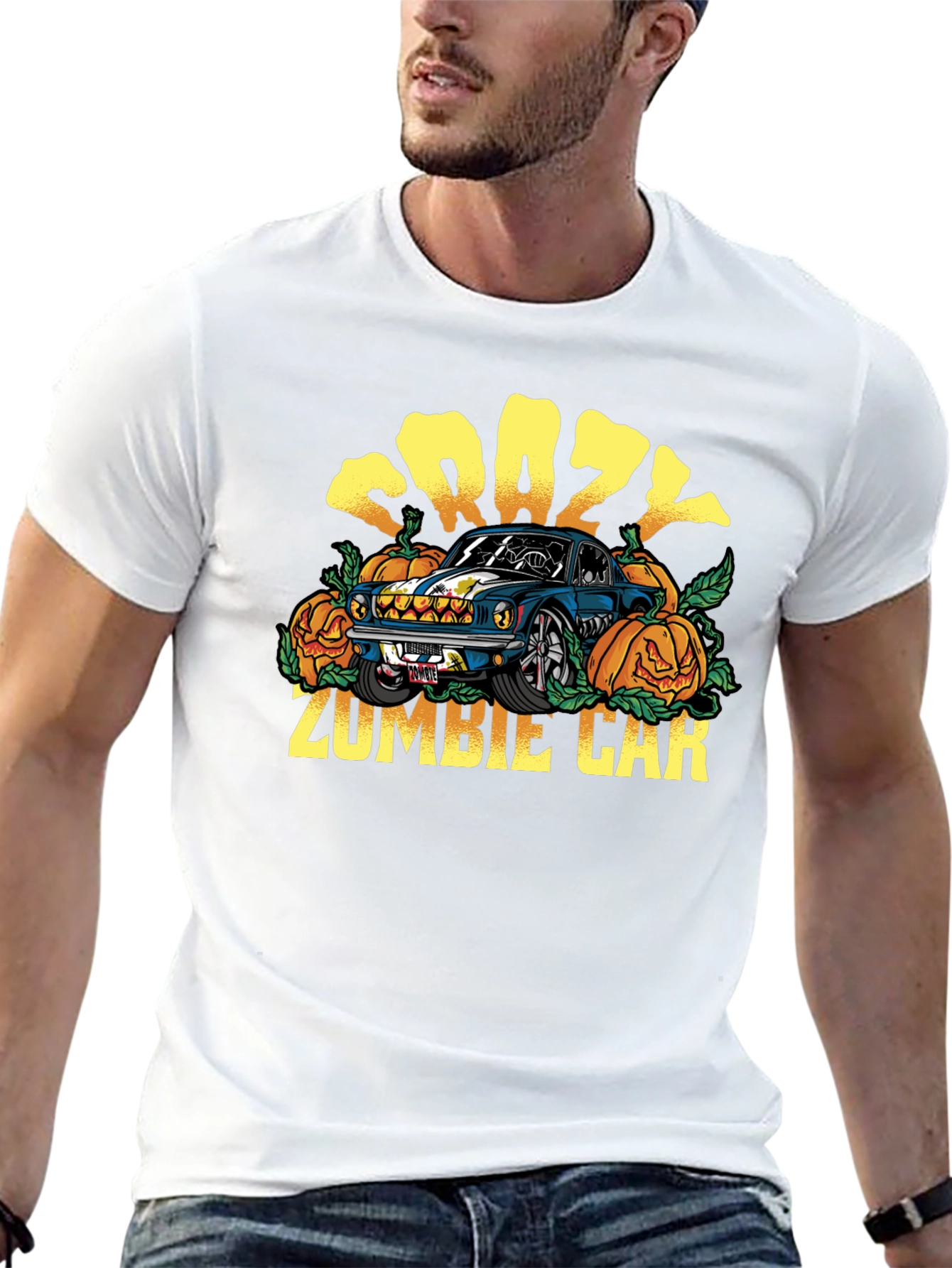 Crazy Zombie Car Halloween T-Shirt