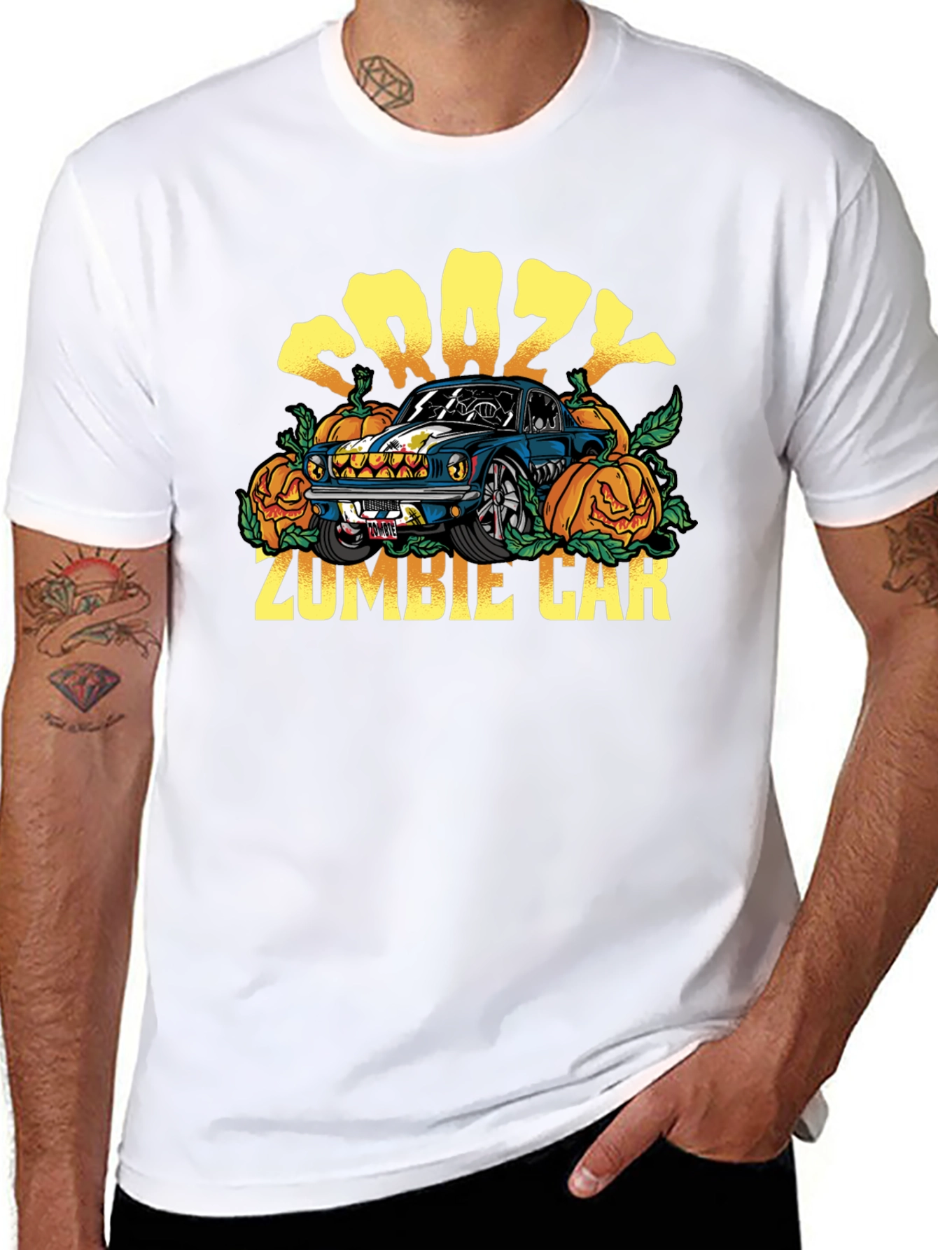Crazy Zombie Car Halloween T-Shirt