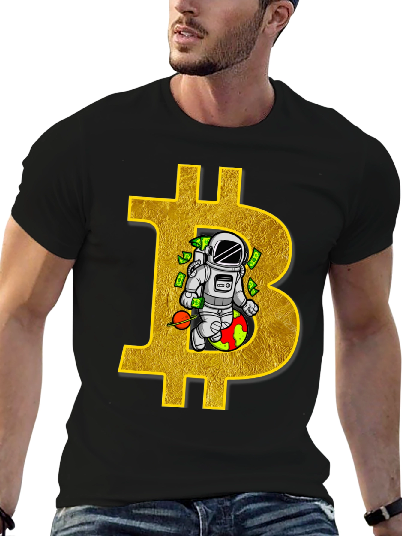 Bitcoin Astronaut Black T-Shirt Crypto Tee