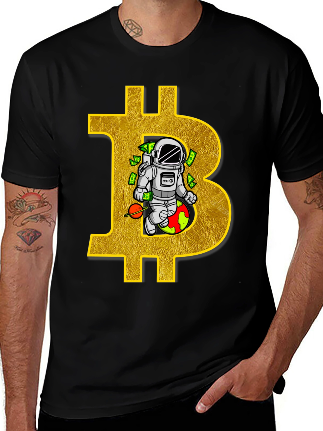Bitcoin Astronaut Black T-Shirt Crypto Tee